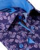 Purple Floral Print Shirt with Matching Handkerchief-Makrom