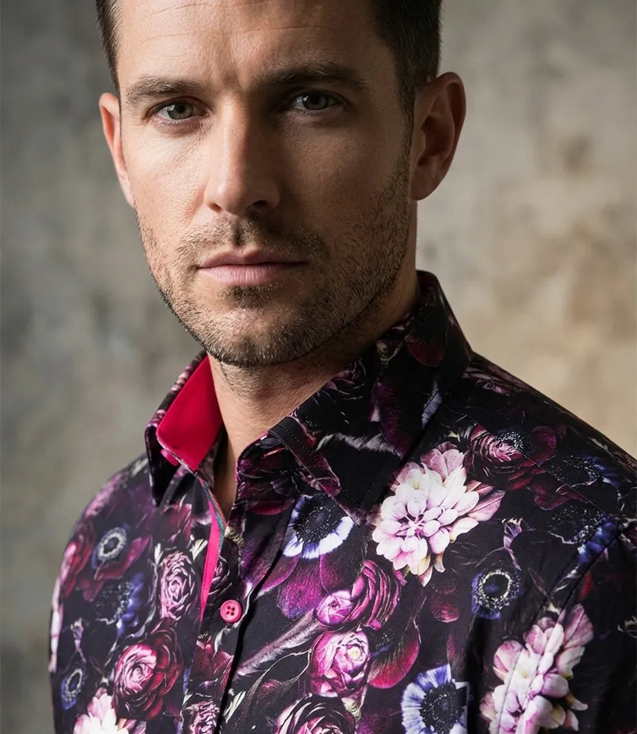 Purple Flower Print with Matching Handkerchief