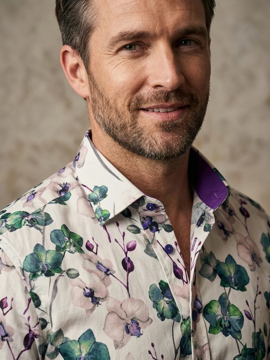 Purple Orchid Floral Print Shirt
