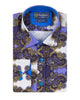 Purple Paisley Print Shirt with Matching Handkerchief-Makrom