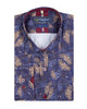 Purple Paisley Print Shirt with Matching Handkerchief-Makrom