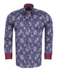 Purple Paisley Print Shirt with Matching Handkerchief-Makrom