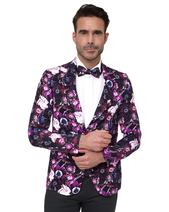 Purple Rose Design Fashion Blazer-Makrom