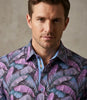 Purple Tropical Leaf Print Shirt