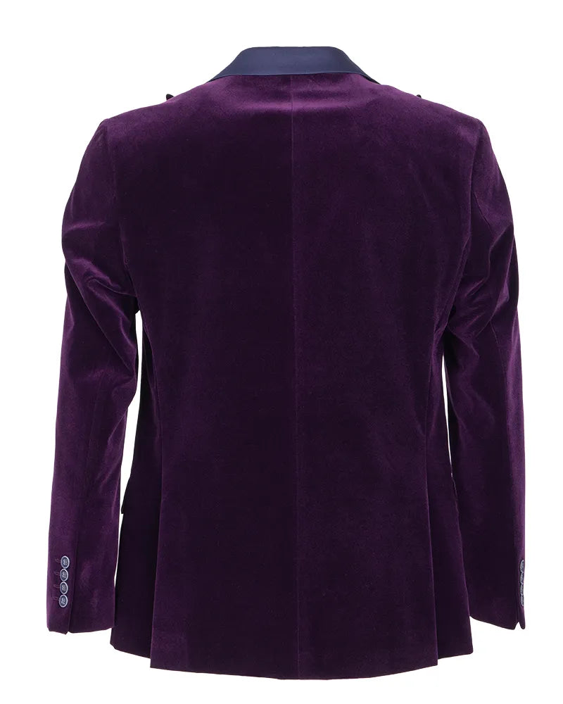 Purple Velvet Feel Plain Blazer-Makrom