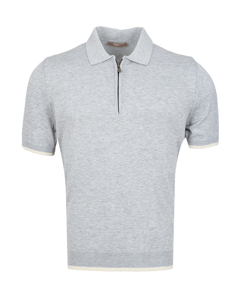 Quarter-Zip Knit Polo Grey-Makrom