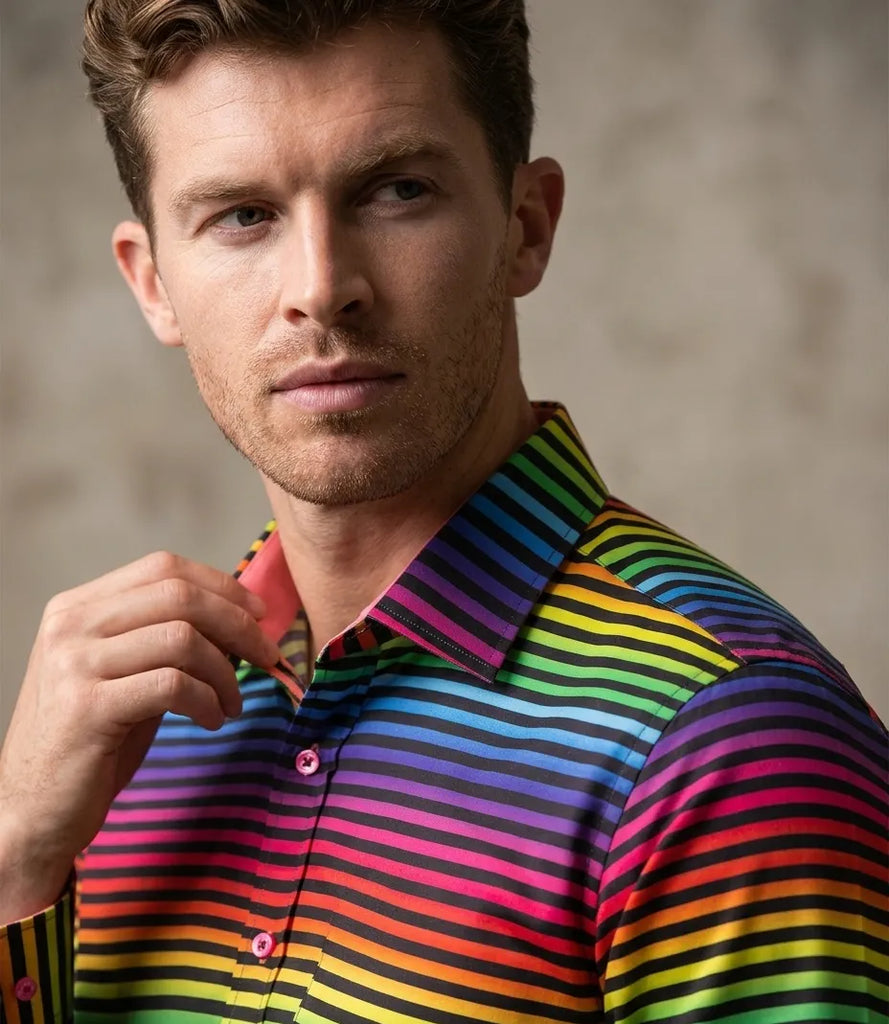 Rainbow Stripe Colourful Print Shirt