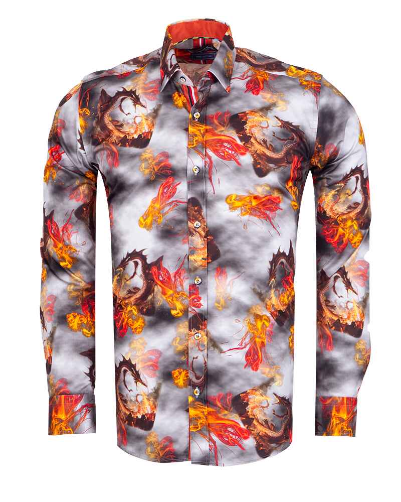 Red Dragon Print with Matching Handkerchief-Makrom