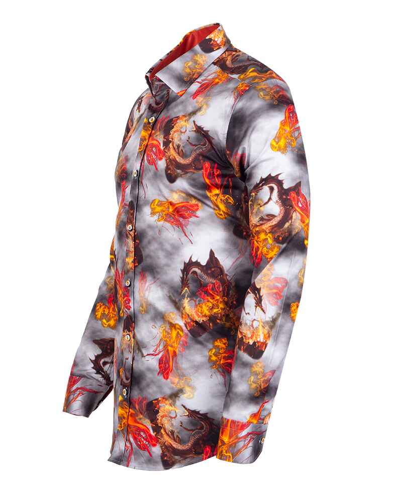 Red Dragon Print with Matching Handkerchief-Makrom
