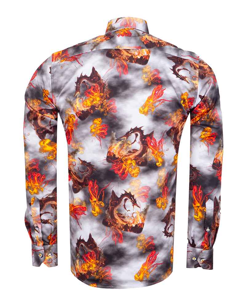 Red Dragon Print with Matching Handkerchief-Makrom