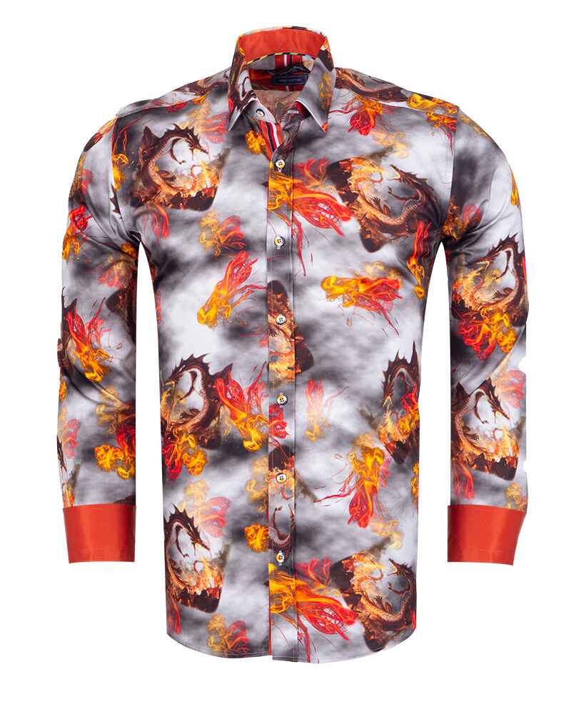 Red Dragon Print with Matching Handkerchief-Makrom