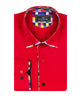 Red Fashion Shirt with Multicolour Collar Tip Design-Makrom