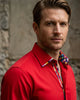 Red Fashion Shirt with Multicolour Collar Tip Design
