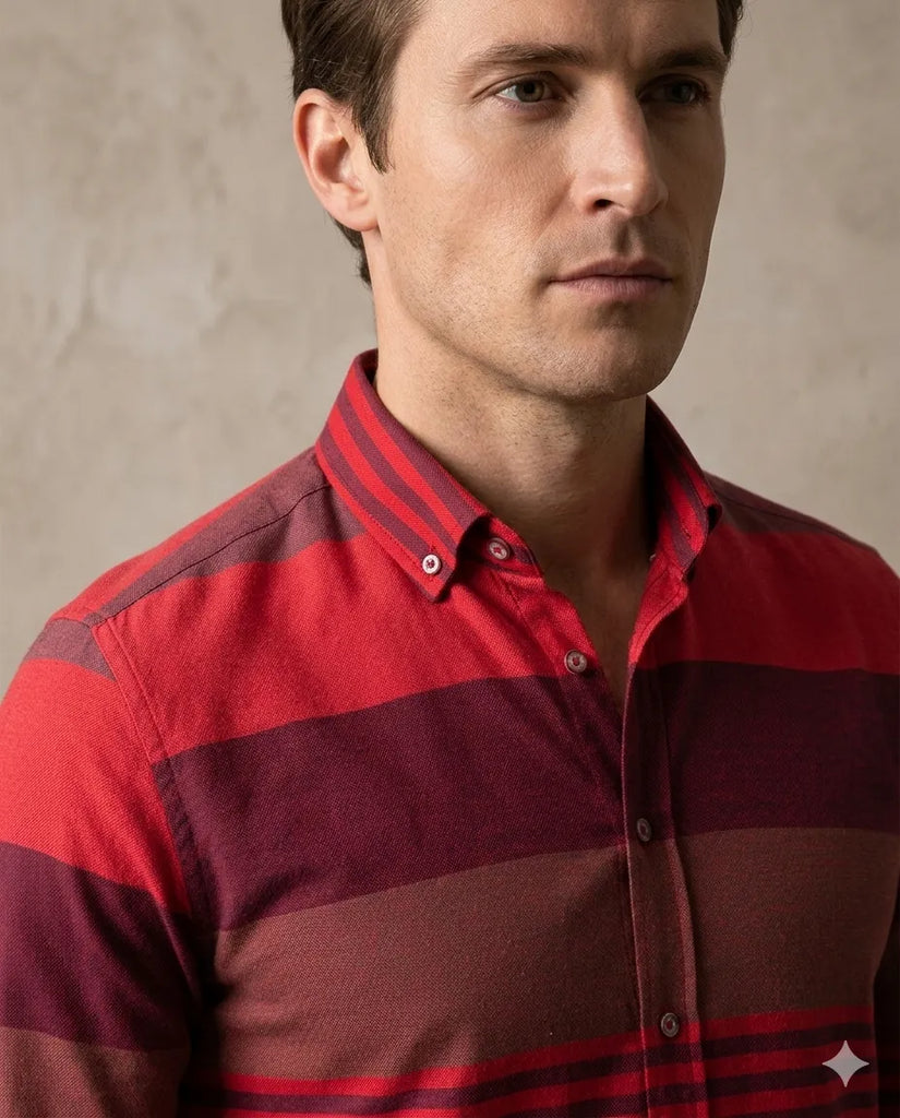 Red Front Row Striped Print Shirt