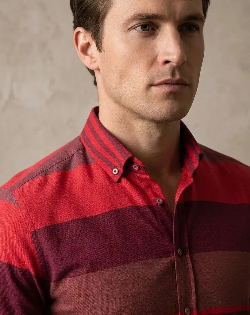 Red Front Row Striped Print Shirt