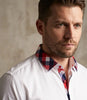 Red Gingham Print Collar Men's Shirt