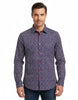Red Mini Snowflake Print Men's Shirt-Makrom