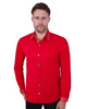 Red Plain Panel Shirt with Dot Print Collar & Cuffs Stitching Design-Makrom