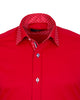 Red Plain Panel Shirt with Dot Print Collar & Cuffs Stitching Design-Makrom