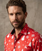 Red Snowflake Christmas Snowman Print Men's Shirt
