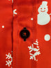 Red Snowflake Christmas Snowman Print Men's Shirt-Makrom