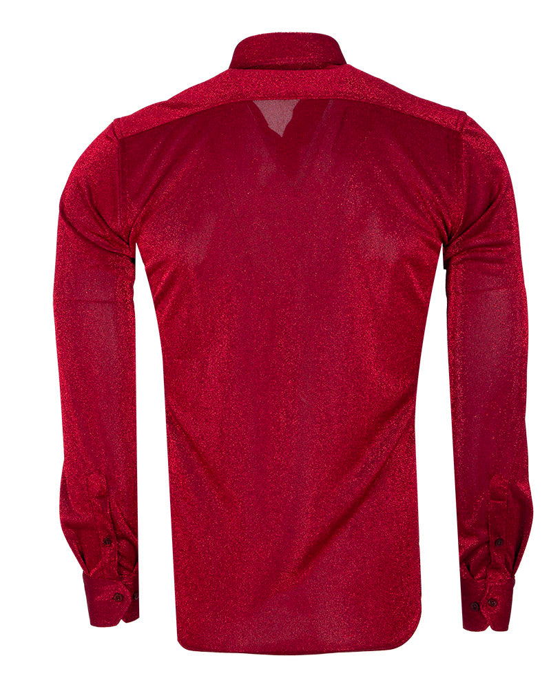 Red Sparkle Studded Glitter Shirt-Makrom