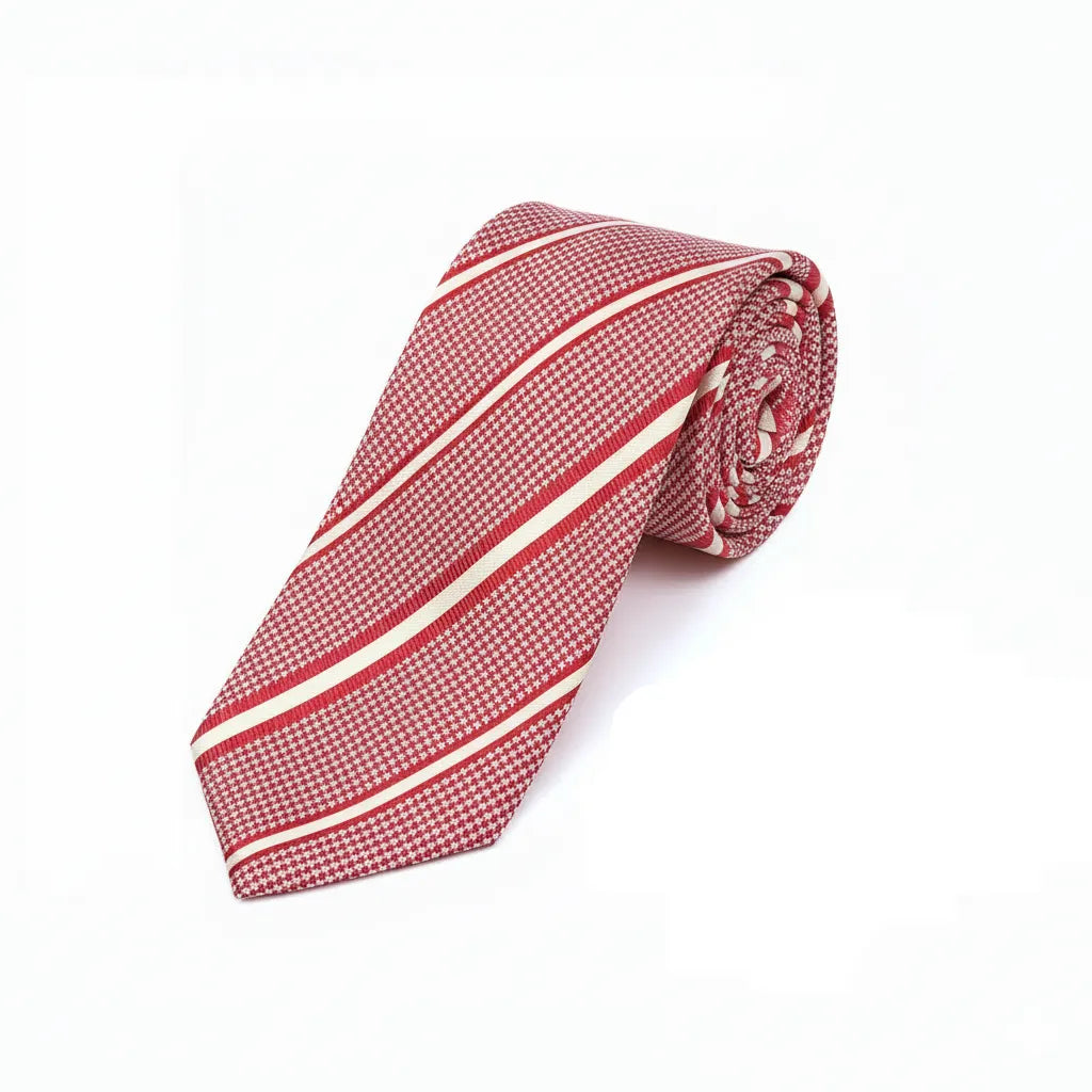 Red Striped Silk Classic Men`s Tie-Makrom