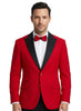 Red Velvet Feel Plain Blazer-Makrom