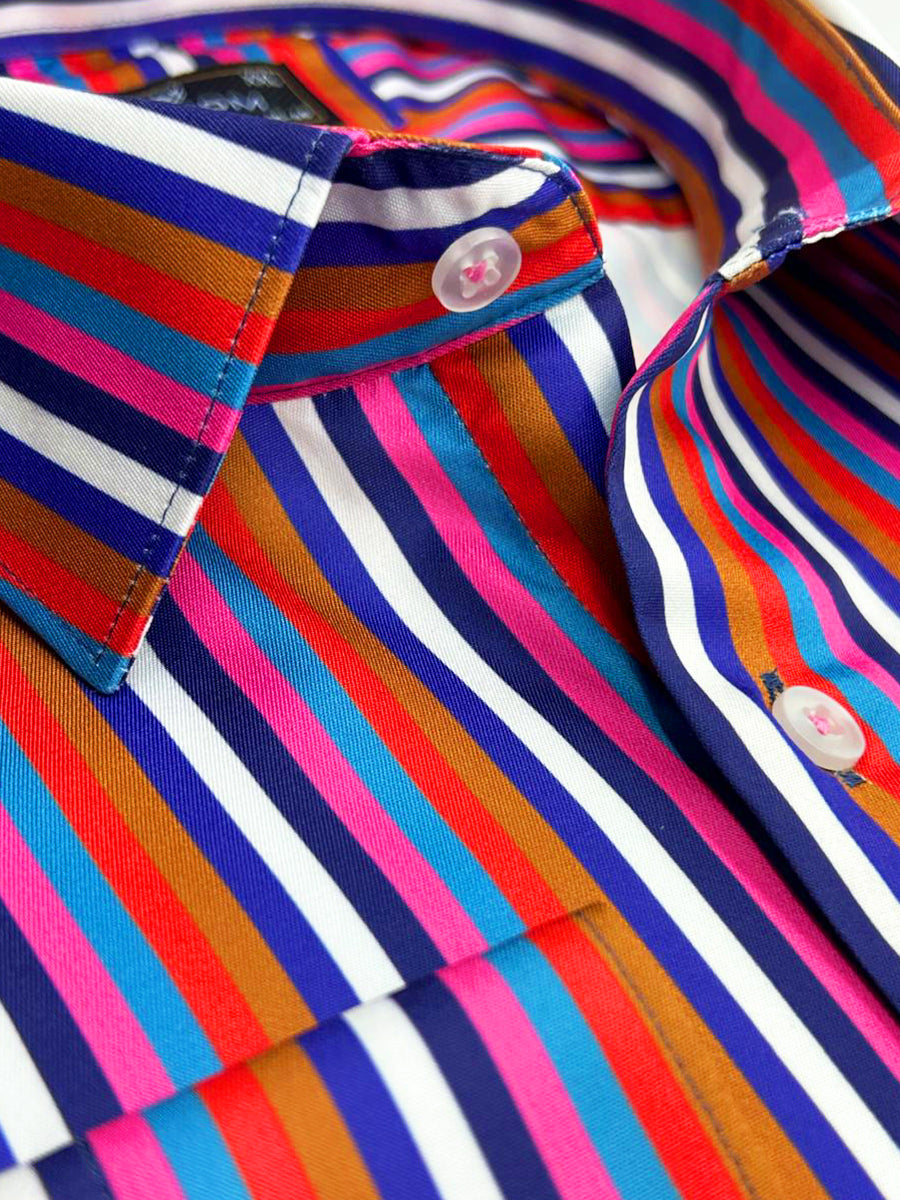 Retro Pastel Striped Men's Shirt-Makrom