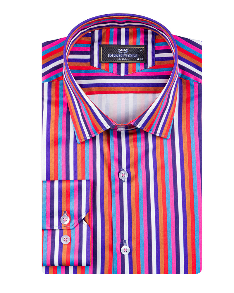 Retro Pastel Striped Men's Shirt-Makrom