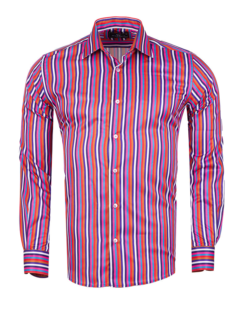 Retro Pastel Striped Men's Shirt-Makrom