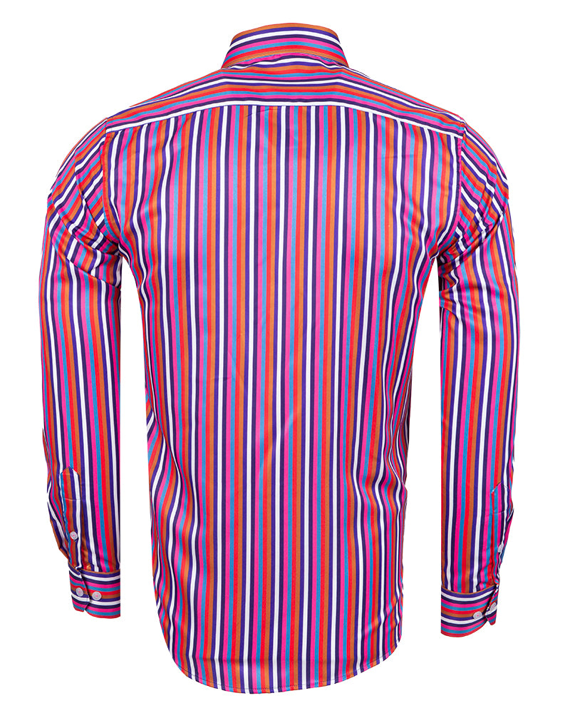 Retro Pastel Striped Men's Shirt-Makrom