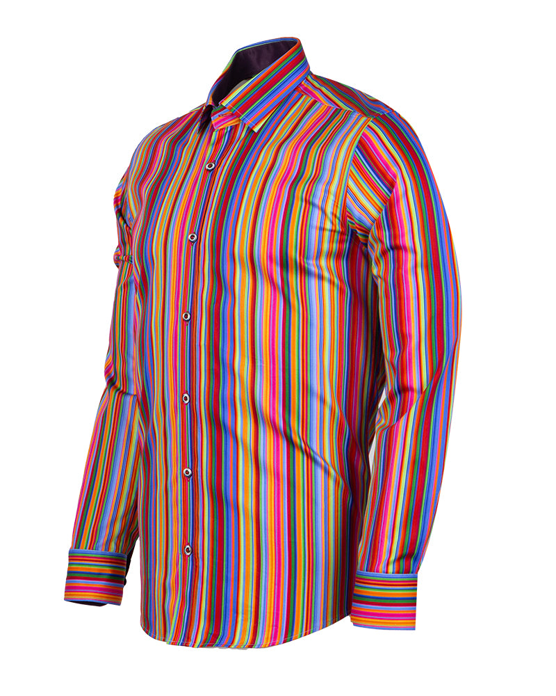 Retro Striped Men's Shirt with Matching Handkerchief-Makrom