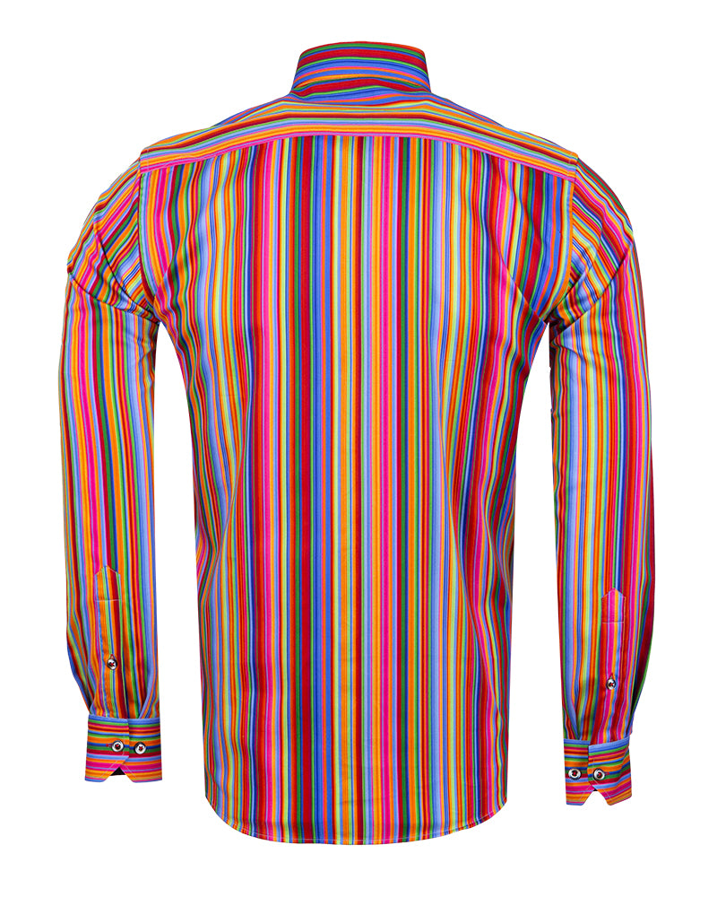 Retro Striped Men's Shirt with Matching Handkerchief-Makrom