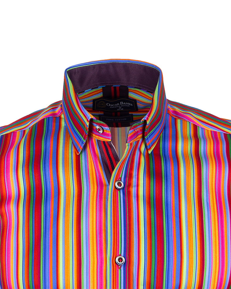 Retro Striped Men's Shirt with Matching Handkerchief-Makrom