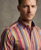 Retro Striped Men's Shirt with Matching Handkerchief
