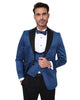 Royal Blue Contrasting Lapel Blazer & Waistcoat-Makrom