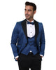 Royal Blue Contrasting Lapel Blazer & Waistcoat-Makrom