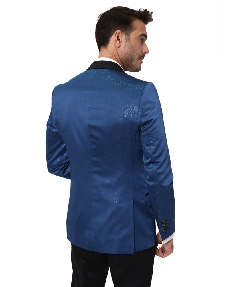 Royal Blue Contrasting Lapel Blazer & Waistcoat-Makrom