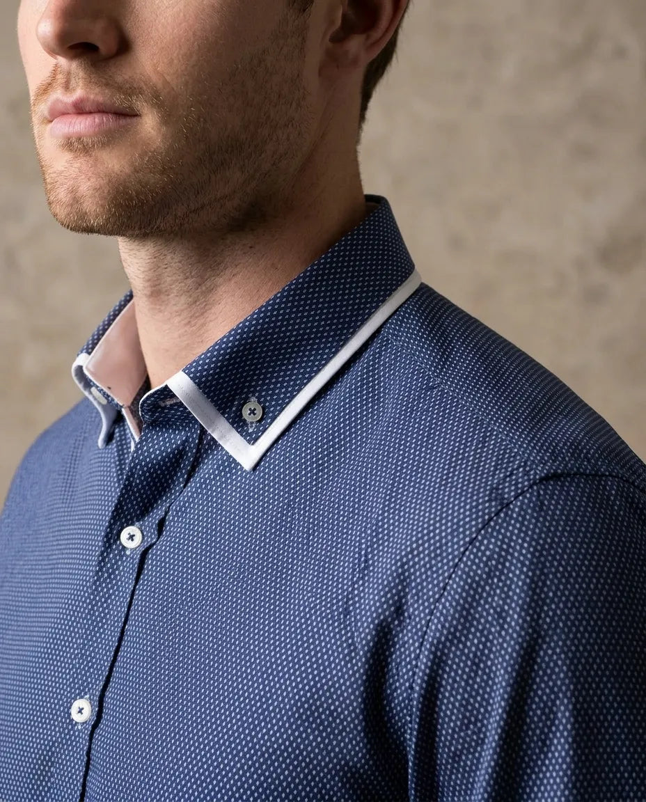 Royal Blue Dots Patterns Printed Mens Shirt