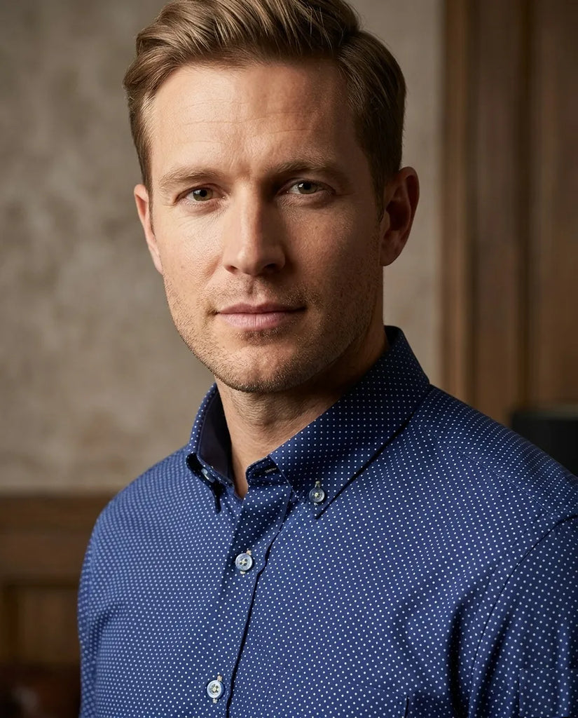 Royal Blue Dotted Print Shirt