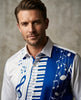 Royal Blue Musical Print Satin Men`s Shirt