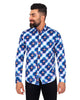 Royal Blue Polka Dotted Cotton Shirts For Men-Makrom