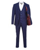 Royal Blue Wool Classic Plain 3 Piece Men's Suit-Makrom