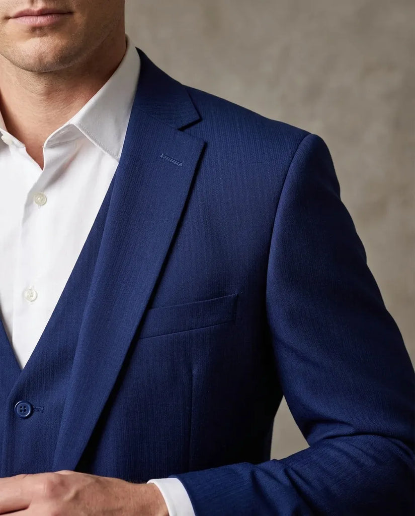 Royal Blue Wool Classic Plain 3 Piece Men's Suit