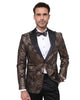Rustic Gold & Black Paisley Design Blazer with Contrasting Lapel & Matching Bow Tie-Makrom