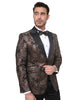 Rustic Gold & Black Paisley Design Blazer with Contrasting Lapel & Matching Bow Tie-Makrom