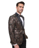 Rustic Gold & Black Paisley Design Blazer with Contrasting Lapel & Matching Bow Tie-Makrom