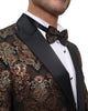 Rustic Gold & Black Paisley Design Blazer with Contrasting Lapel & Matching Bow Tie-Makrom