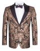 Rustic Gold & Black Paisley Design Blazer with Contrasting Lapel & Matching Bow Tie-Makrom